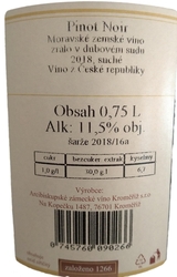Pinot noir 2018, suché, Moravské zemské víno, červené víno, mešní víno, AZVK