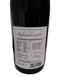 Rulandské modré - 2016, výběr z hroznů, suché, KNA, mešní víno 