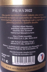 Pálava - 2022, polosladké, jakostní odrůdové víno, mešní víno, AZVK