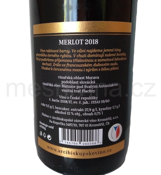 Merlot 2018, suché, zrálo v dubovém sudu, mešní víno, AZVK