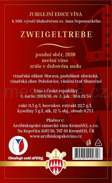 Jan Nepomucký, pozdní sběr, zrálo v dubovém sudu, mešní víno, AZVK